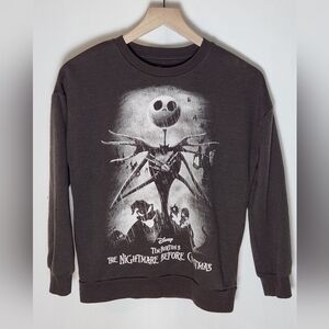 Disney Youth Black Sweat Shirt Crewneck Nightmare Before Christmas Boys L 10/12